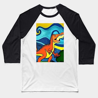 LONG NECKED YELLOW AND ORANGE DINOSAUR VAN GOGH STYLE Baseball T-Shirt